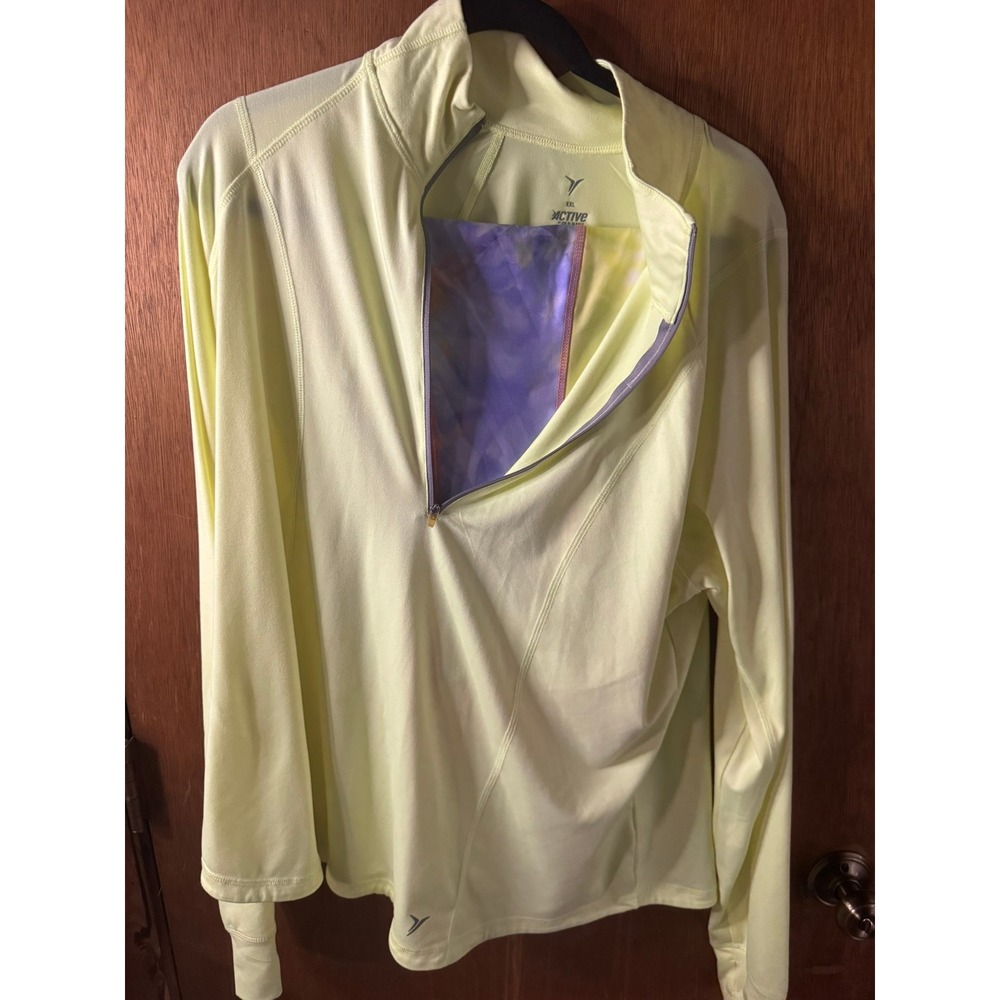Old Navy Active Womens XXL Pale Yellow Go-Dry Quarter Zip Pullover Thumbholes